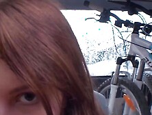 A beautiful brunette teen from Germany gets her pussy banged in the car