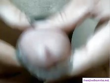 Ebony Shemale Wanking Cock In Closeup