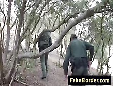 Pale Brunnette Cutie Banging On The Border With The Officers