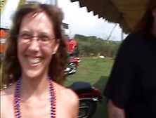 Girls flash tits during outdoor party