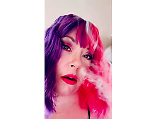 Chubby Cougar Tina Snua Smokes A Cork Tipped Cigarette In Latex Gloves -