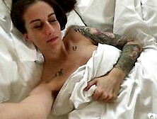 Cute Tattooed Girl Playing With Her Slit