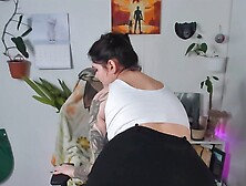 Curvy Girl With Big Ass And Big Boobs Dances In A Topic And A Short Skirt