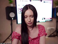 Sexy Brunette Teen Babe Initiates Sex With Older Guy And Rides His Big Dick