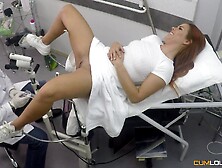 Gala Brown gets her knees dirty to please a doctor and gets jizzed