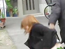 Redhead Asian Got No Panties Sharked While Taking A Walk