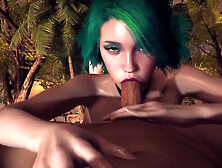Smoking Hot Girl With Green Hair Gives a Sloppy Blowjob in POV - 3D Porn