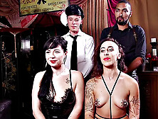 BDSM females whipped and spanked by kinky master