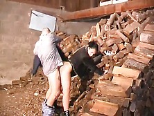 Foreplay in car and gangbang in shed