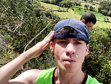 Two Skinny Latino Guys Cruising In A Forest