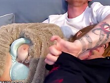 Step-Mom's Leather Booted Feet Give StepSon An Unforgettable Blow Job