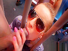 Innocent lookers give blowjob and enjoy nailing and gangbang