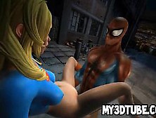 3D Supergirl Gets Fucked Outdoors By Spiderman