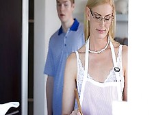 Stepmom teaches teen guy on great sex