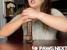 Australian Pawg Milf Practices Sloppy Deepthroat On Big Black Dildo