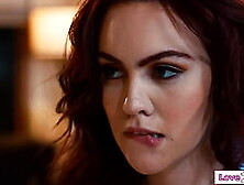 Large melons stepmom Christie Love secretly watches her stepdaughter Freya Parker masturbate next to her in couch and is turned