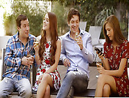 3some with double penetration for redhead Kimberly Brix