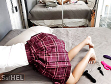 English teacher shows a thin Oriental student how to fuck and makes her squirt everywhere