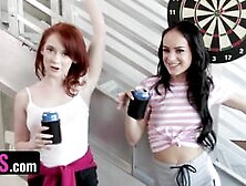 Playful Teens Athena Rayne,  Kylie Martin & Harmony Wonder Take Turns Riding Big White Dick - Bffs