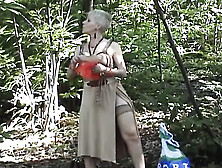 French whore gets 3 penii to please in the woods