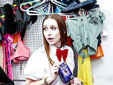 Condom stealing coed gags on dick