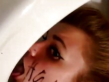 Tumblr whore in training cleans her toilet good