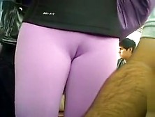 Amateur cameltoe pussy on the subway