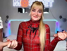 Webcam Model Strips Down Nude And Gives Double Handjob