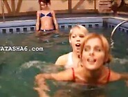 Three russian schoolmates in the pool