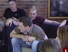 A big orgy after the girls play a nice strip game