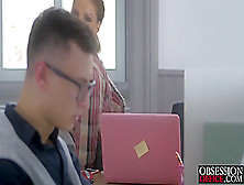 Nerdy Charlie joins a gorgeous Tyra for an office quickie