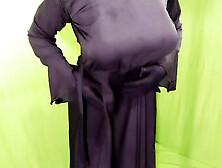 With her father-in-law because her husband was not at home