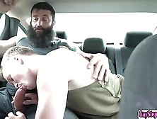 Muscled Stepdad Hot Fuck In The Backseat Wit His Stepson