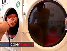 Laundromat sex with French ginger fine slut
