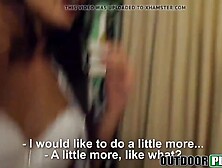 Excited waitress Alexa Tomas bangs in her own bar for money