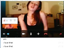 Dude convinces his hot gf to get naked on skype