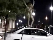 Crazy drunk lady gets naked