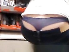 Blue thong at shoe store