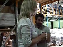 Tall French Milf Melany Paris Sucks And Fucks In The Warehouse She Works At