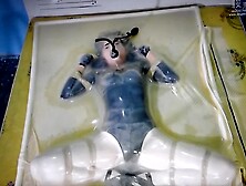 Girl ***d to cum while tied in bondage in vacbed