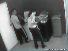 Laundry room fuck caught on security camera