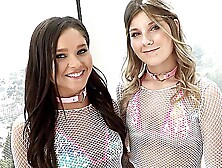 Lesbians use toys to increase pleasures during their oral duo