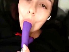 Busty Chick Moans Sucking Her Dildo