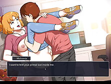Milf Plaza Cartoon porn game part 11 hand-job on the couch