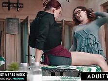 ADULT TIME - PAWG Leana Lovings Gets A Taste Of Trans Dick During Sensual Fuck With T-Girl Emma Rose