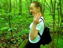 Risky Public Blowjob in the Forest - Amateur Russian Babe