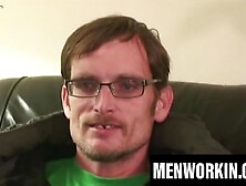 Glasses wearing dude jerks off for our pleasure