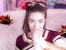 A cheerleader girl sucks a dildo he cums facial for chat.