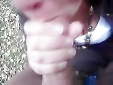 German milf pov blowjob with cum swallowing and doggystyle sex with her husband in the forest