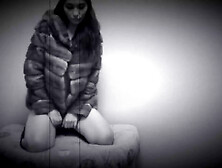 Vintage hairy girl masturbating in boots